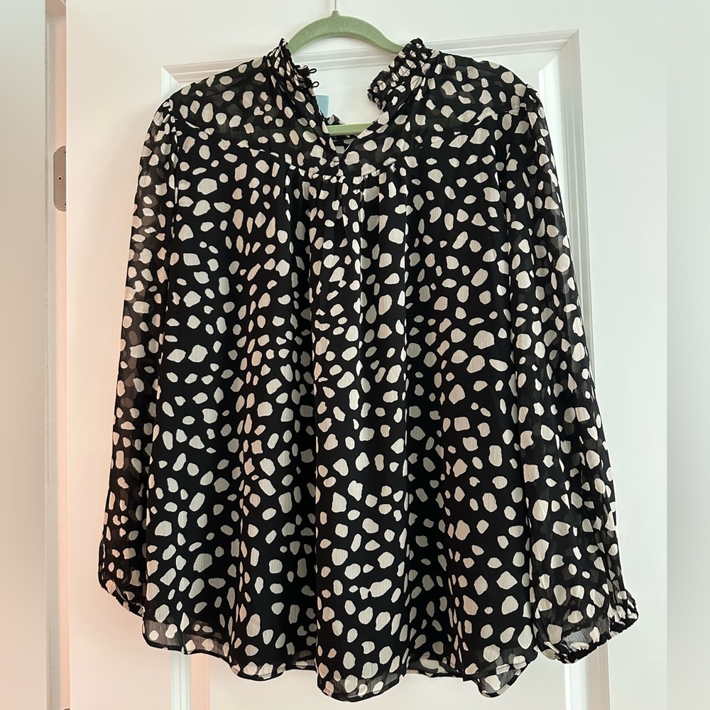 LOFT Black and Cream animal print Blouse